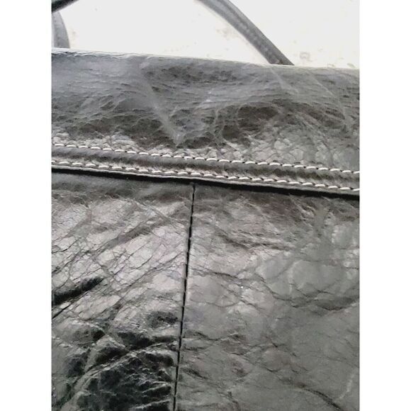Giani Bernini Black Leather Bag Purse White Stitching‎ Silver Hardware Vintage - Picture 15 of 16
